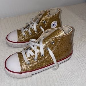 High top metallic gold Converse toddler size 10